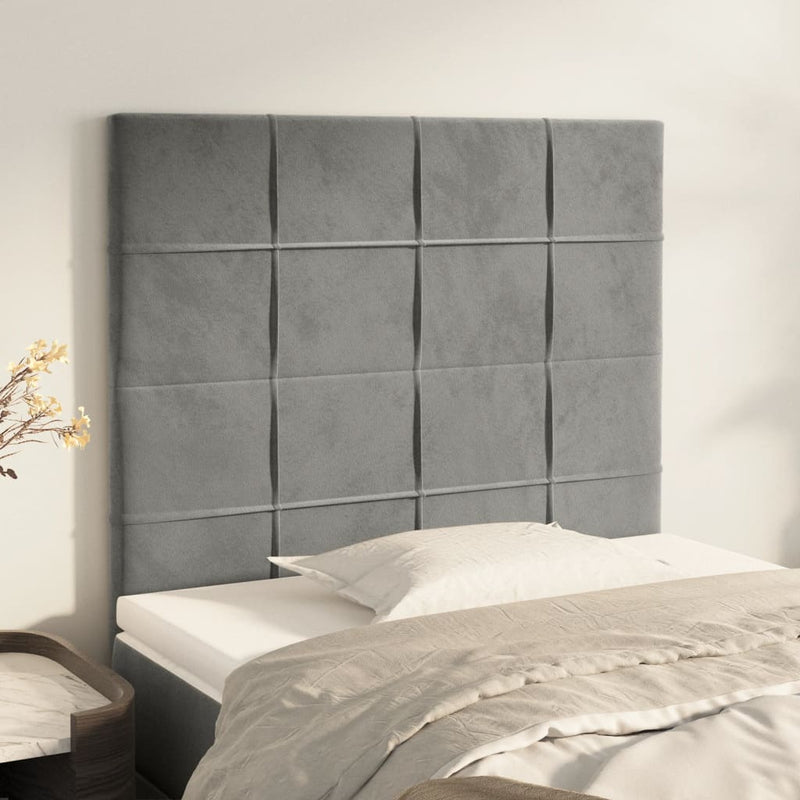 vidaXL 2 db világosszürke bársony fejtámla 100x5x78/88 cm