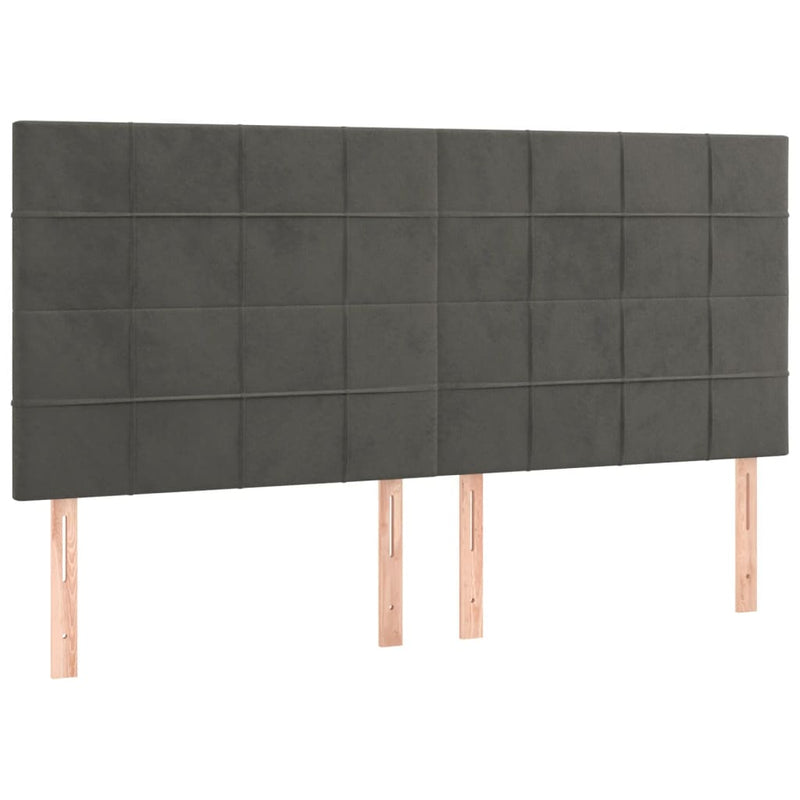 vidaXL 4 db sötétszürke bársony fejtámla 100x5x78/88 cm