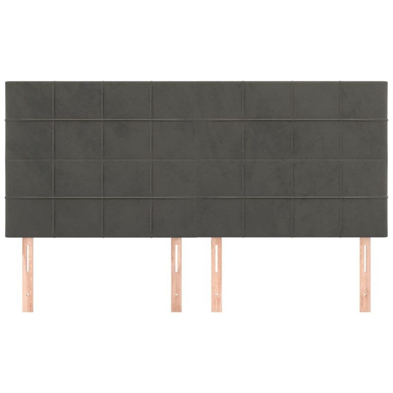 vidaXL 4 db sötétszürke bársony fejtámla 100x5x78/88 cm
