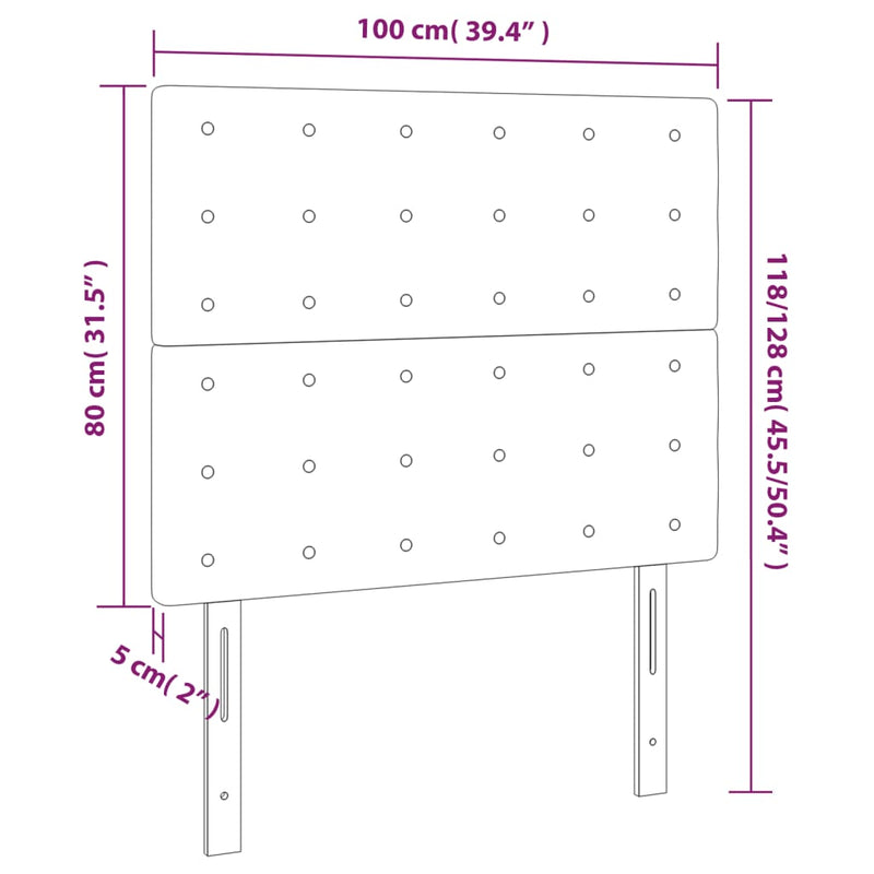 vidaXL 2 db fekete műbőr fejtámla 100x5x78/88 cm