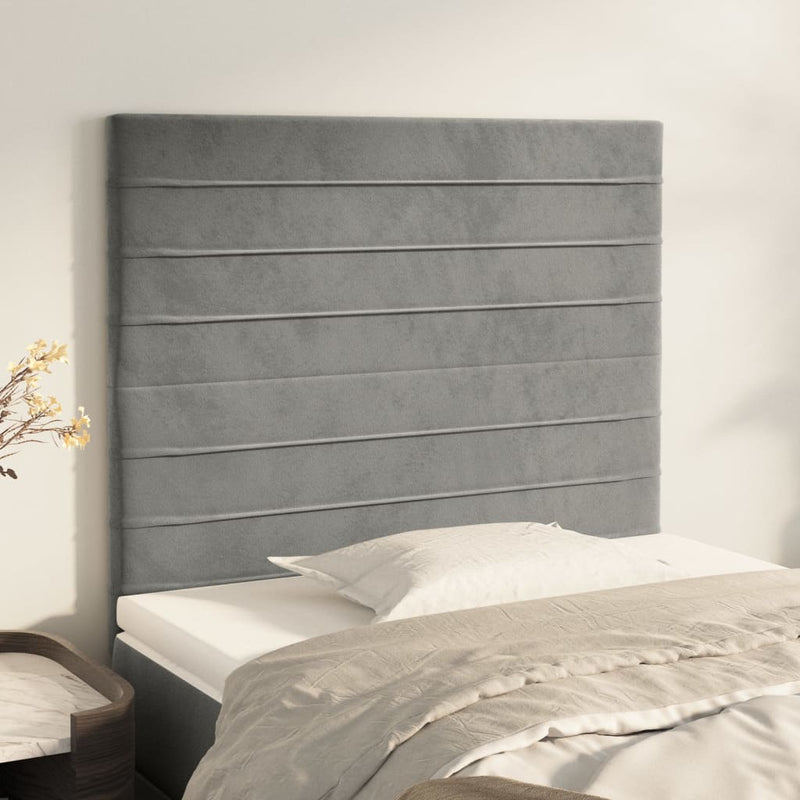 vidaXL 2 db világosszürke bársony fejtámla 100x5x78/88 cm