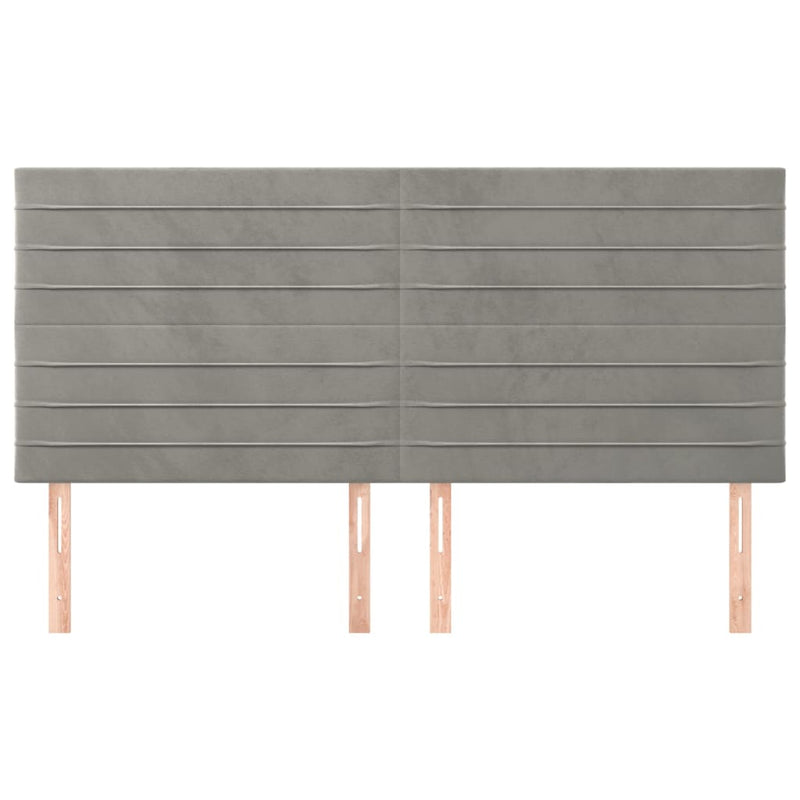 vidaXL 4 db világosszürke bársony fejtámla 100x5x78/88 cm