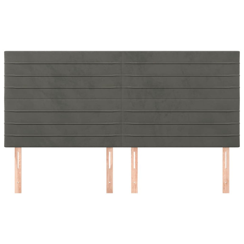 vidaXL 4 db sötétszürke bársony fejtámla 100x5x78/88 cm