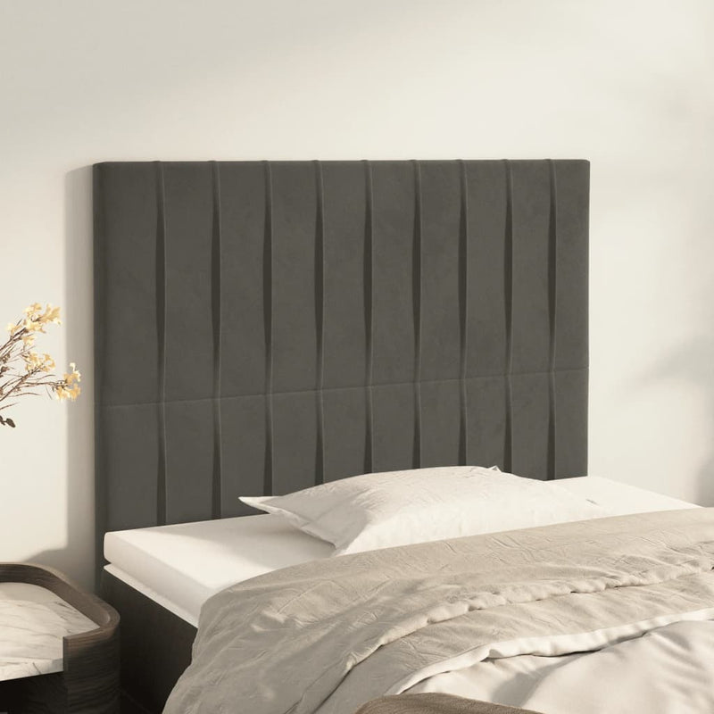vidaXL 2 db sötétszürke bársony fejtámla 80 x 5 x 78/88 cm