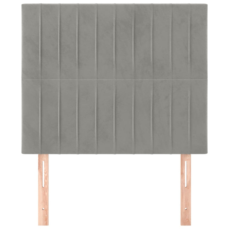 vidaXL 2 db világosszürke bársony fejtámla 100x5x78/88 cm