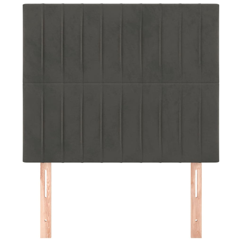 vidaXL 2 db sötétszürke bársony fejtámla 100x5x78/88 cm