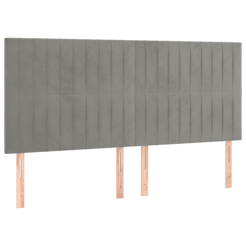 vidaXL 4 db világosszürke bársony fejtámla 100x5x78/88 cm