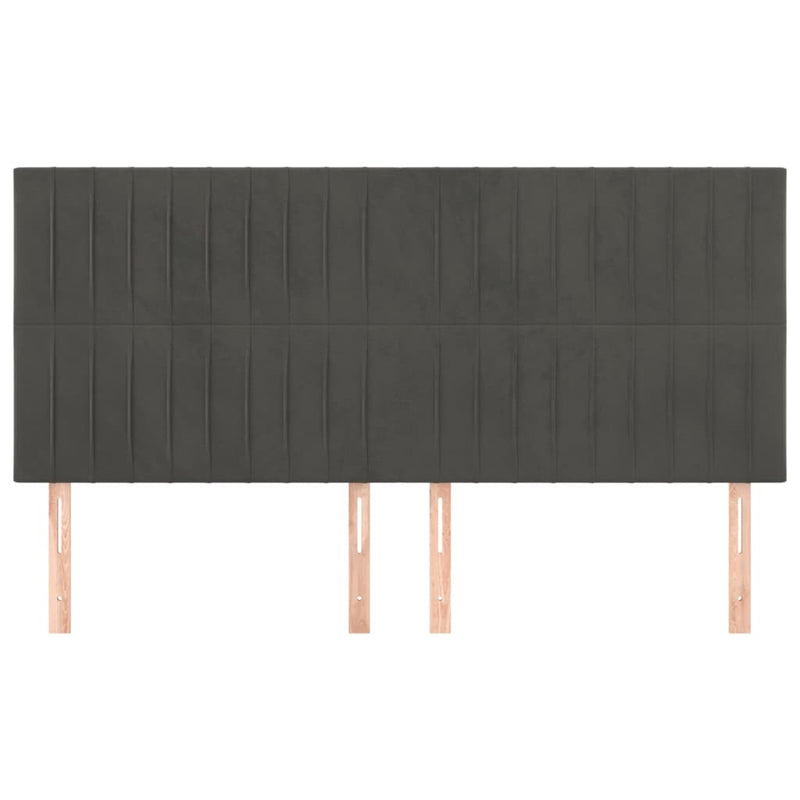 vidaXL 4 db sötétszürke bársony fejtámla 100x5x78/88 cm