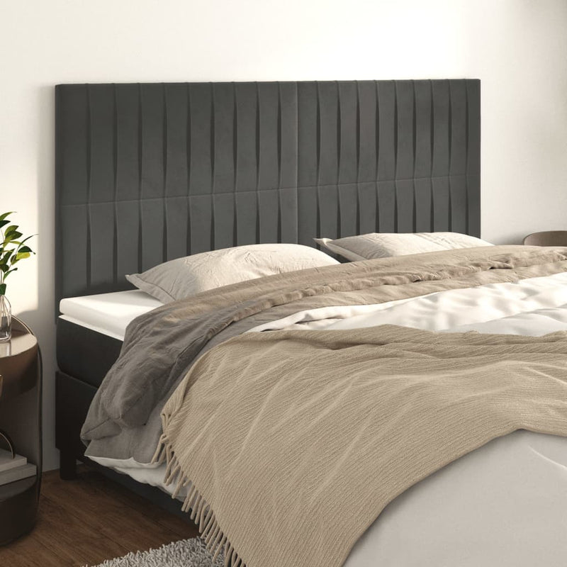 vidaXL 4 db sötétszürke bársony fejtámla 100x5x78/88 cm