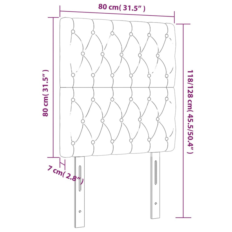 vidaXL 2 db fekete szövet fejtámla 80x7x78/88 cm