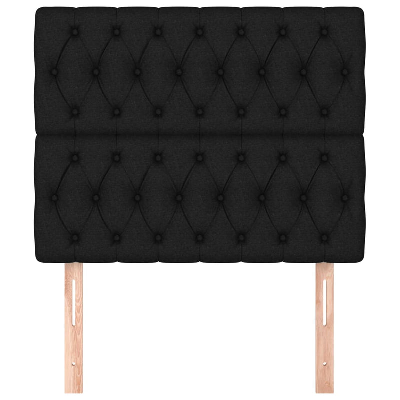 vidaXL 2 db fekete szövet fejtámla 90x7x78/88 cm