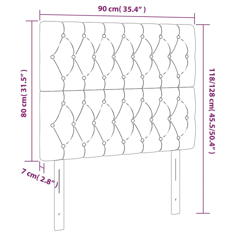 vidaXL 2 db fekete szövet fejtámla 90x7x78/88 cm