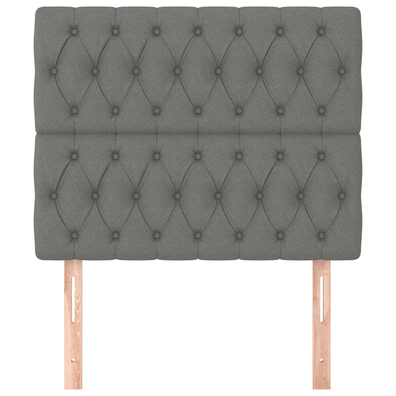vidaXL 2 db sötétszürke szövet fejtámla 100x7x78/88 cm