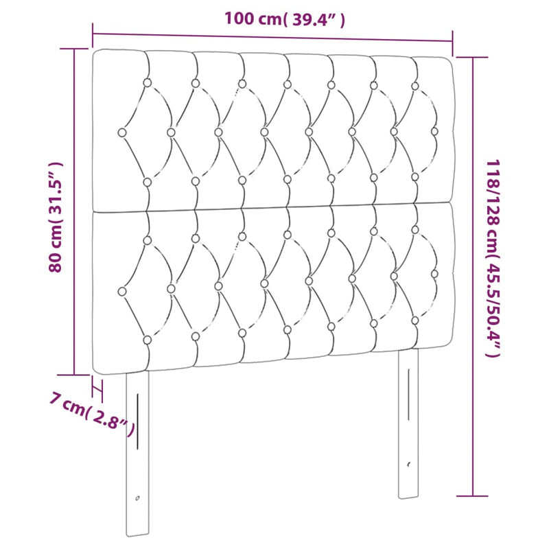 vidaXL 2 db sötétszürke szövet fejtámla 100x7x78/88 cm