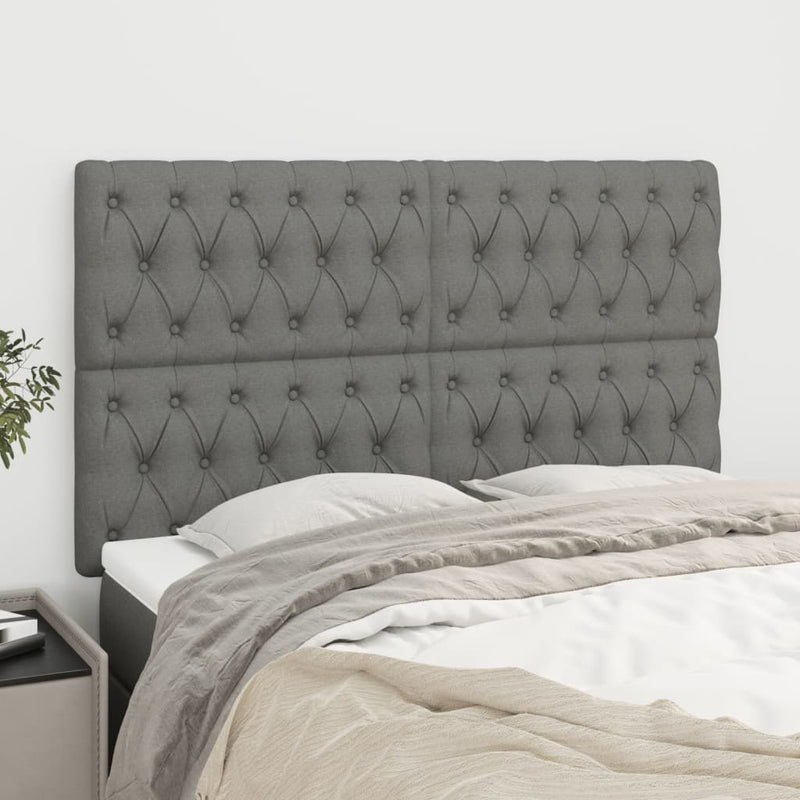 vidaXL 4 db sötétszürke szövet fejtámla 72 x 7 x 78/88 cm