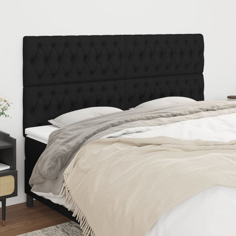 vidaXL 4 db fekete szövet fejtámla 90x7x78/88 cm