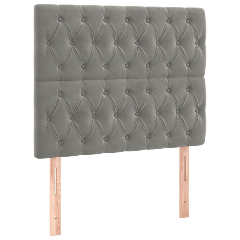 vidaXL 2 db világosszürke bársony fejtámla 100x7x78/88 cm