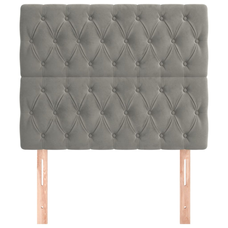 vidaXL 2 db világosszürke bársony fejtámla 100x7x78/88 cm