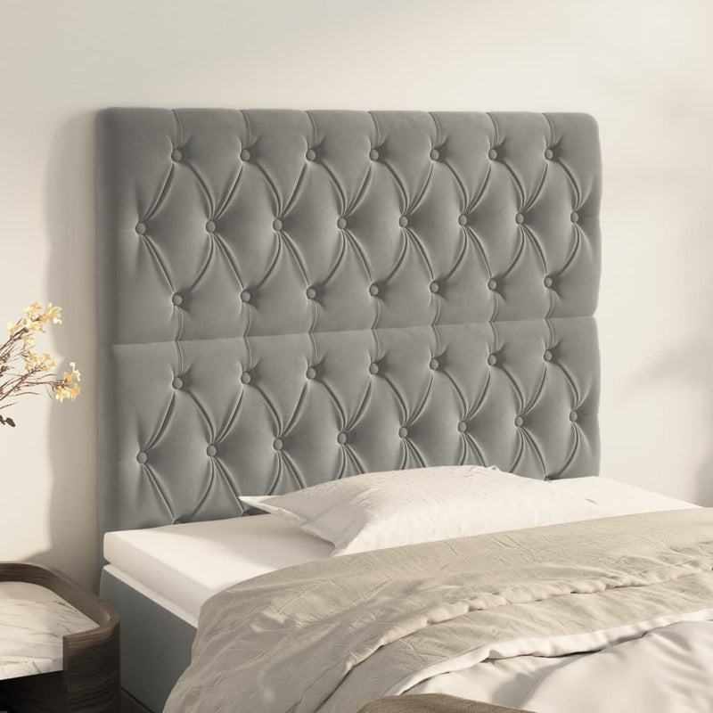 vidaXL 2 db világosszürke bársony fejtámla 100x7x78/88 cm