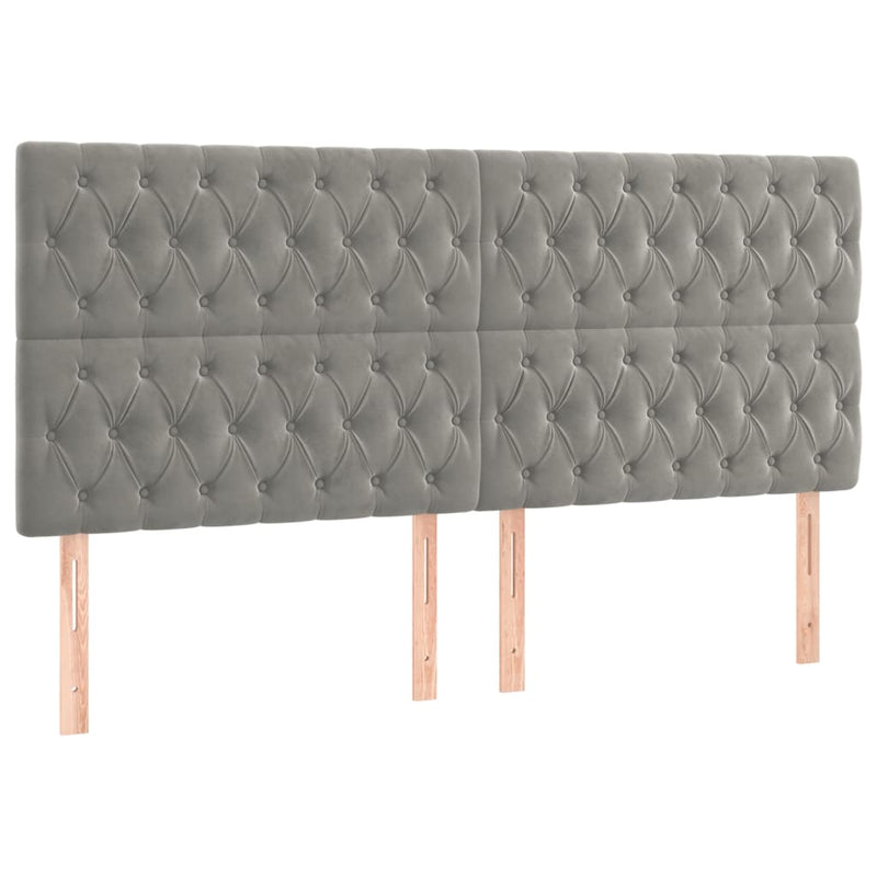 vidaXL 4 db világosszürke bársony fejtámla 100x7x78/88 cm