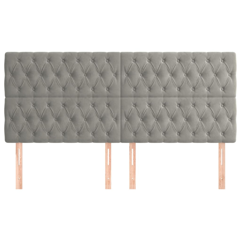 vidaXL 4 db világosszürke bársony fejtámla 100x7x78/88 cm