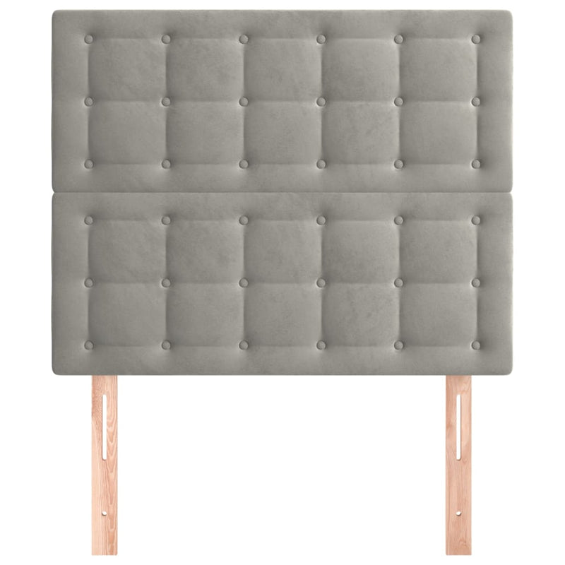 vidaXL 2 db világosszürke bársony fejtámla 100x5x78/88 cm