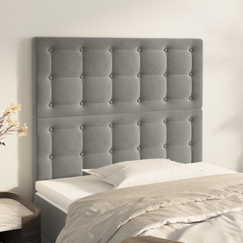 vidaXL 2 db világosszürke bársony fejtámla 100x5x78/88 cm
