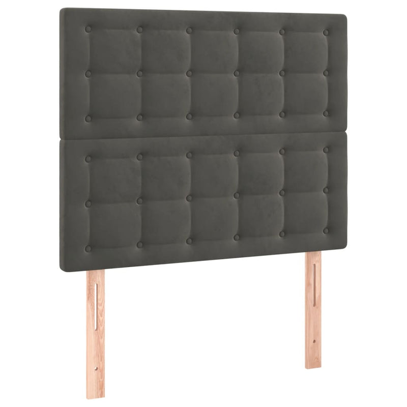 vidaXL 2 db sötétszürke bársony fejtámla 100x5x78/88 cm