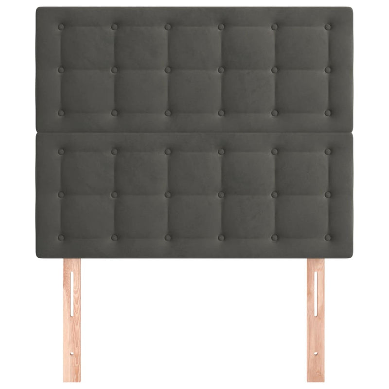 vidaXL 2 db sötétszürke bársony fejtámla 100x5x78/88 cm