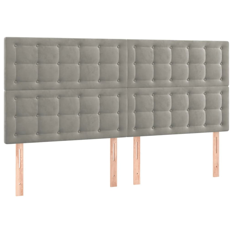 vidaXL 4 db világosszürke bársony fejtámla 100x5x78/88 cm
