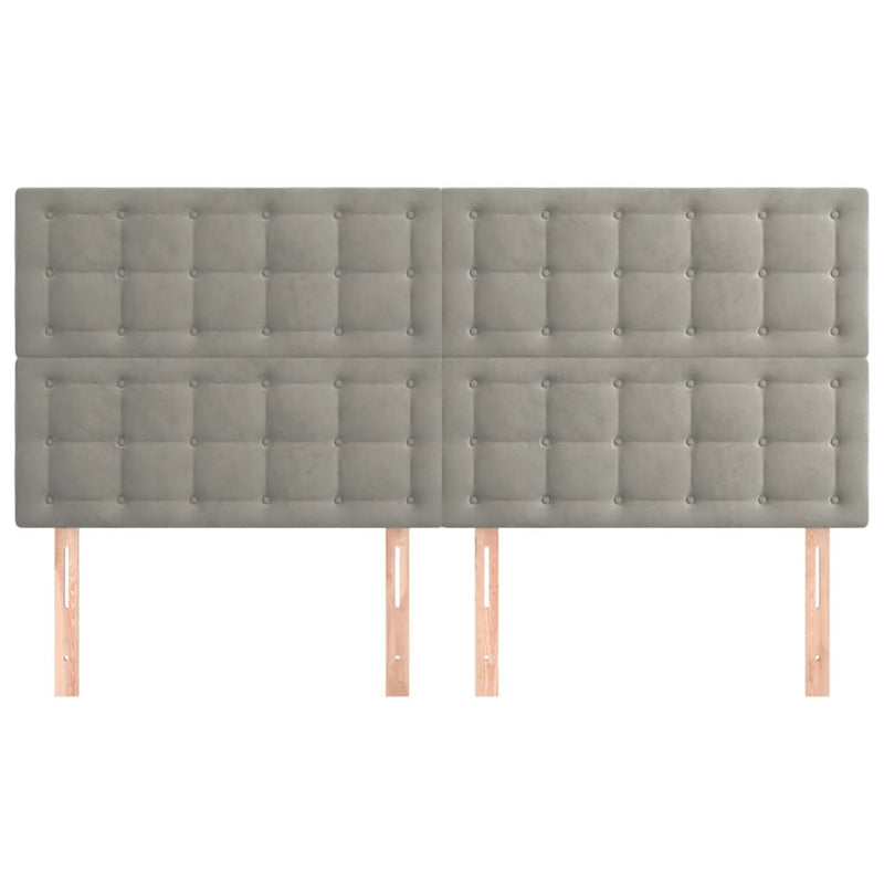 vidaXL 4 db világosszürke bársony fejtámla 100x5x78/88 cm