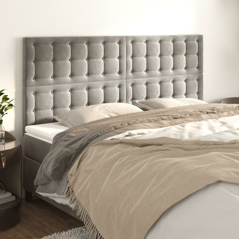 vidaXL 4 db világosszürke bársony fejtámla 100x5x78/88 cm