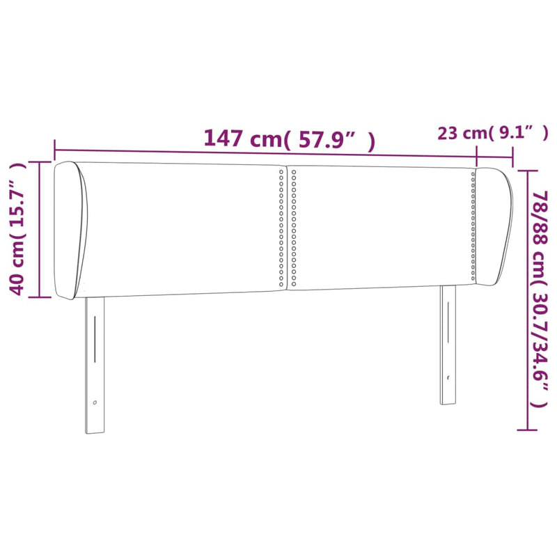 vidaXL sötétbarna szövet fejtámla 147x23x78/88 cm