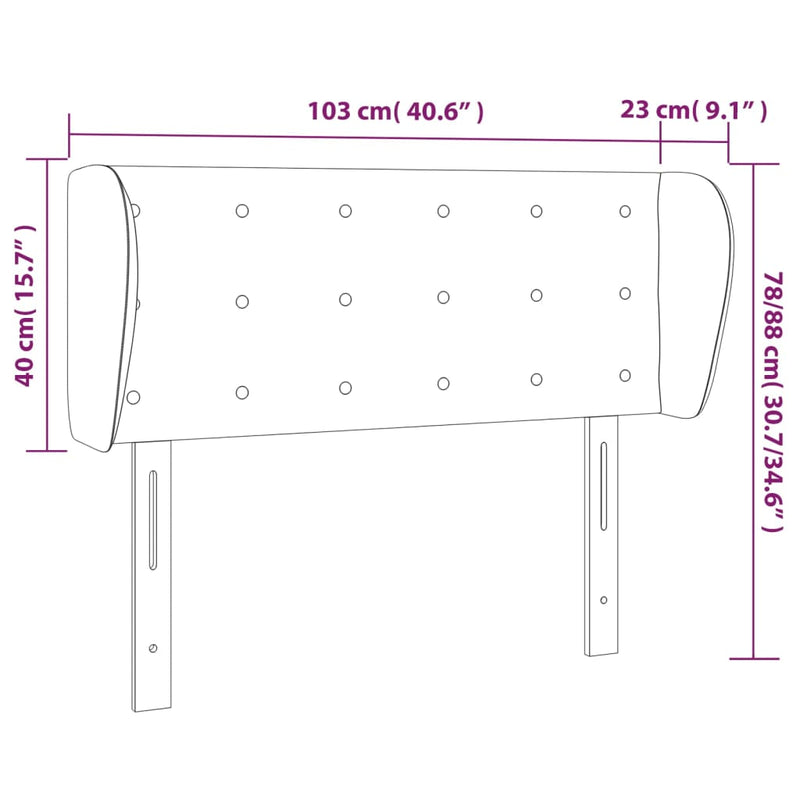 vidaXL krémszínű műbőr szárnyas fejtámla 103x23x78/88 cm
