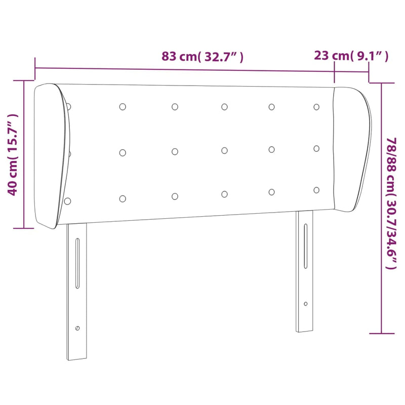 vidaXL sötétbarna szövet fejtámla szárnyakkal 83x23x78/88 cm