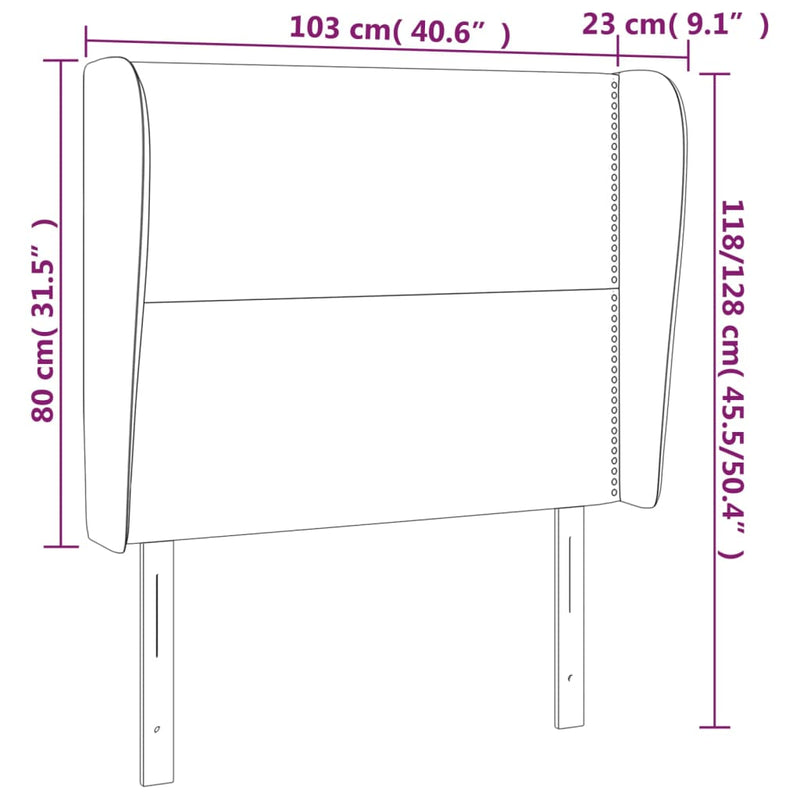 vidaXL világosszürke szövet fejtámla szárnyakkal 103 x 23 x 118/128 cm