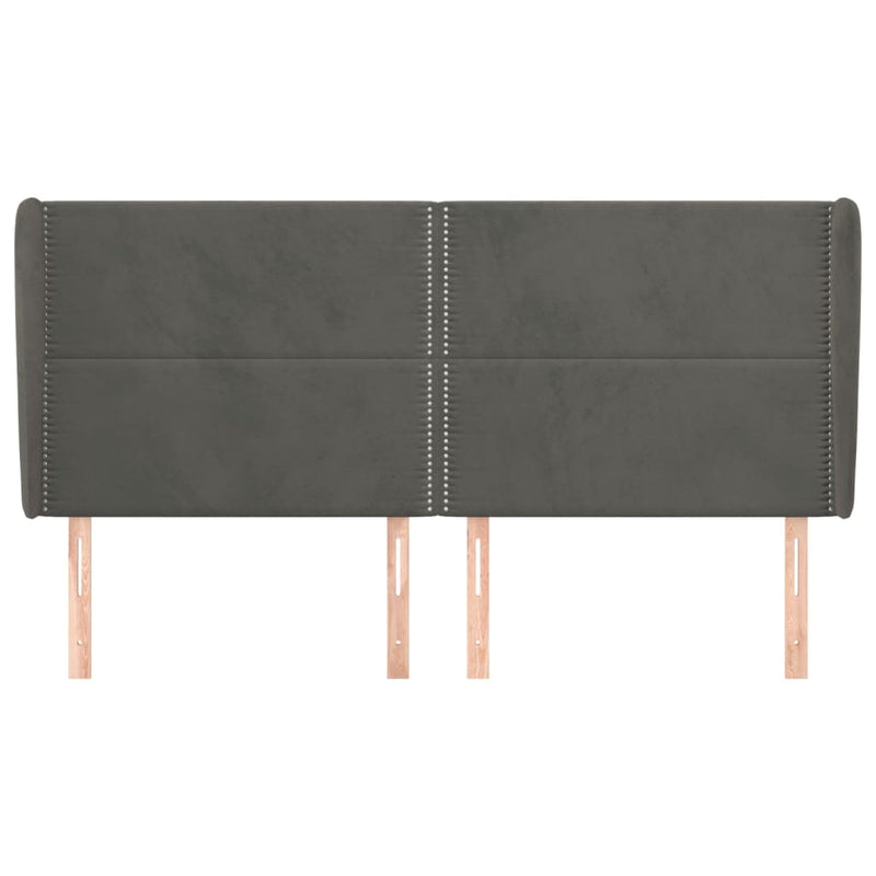 vidaXL sötétszürke bársony fejtámla szárnyakkal 203x23x118/128 cm