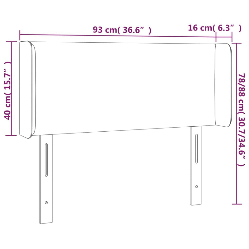 vidaXL fekete műbőr szárnyas fejtámla 93x16x78/88 cm