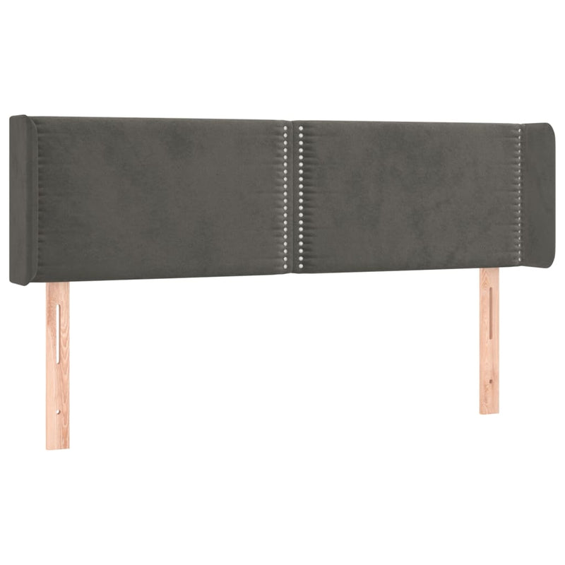 vidaXL sötétszürke bársony fejtámla szárnyakkal 147x16x78/88 cm