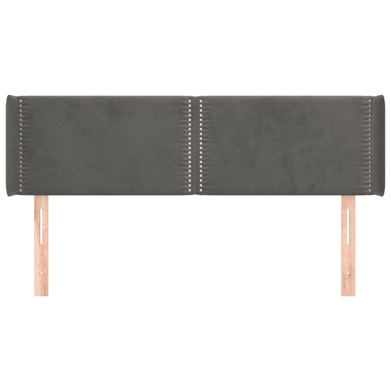 vidaXL sötétszürke bársony fejtámla szárnyakkal 147x16x78/88 cm