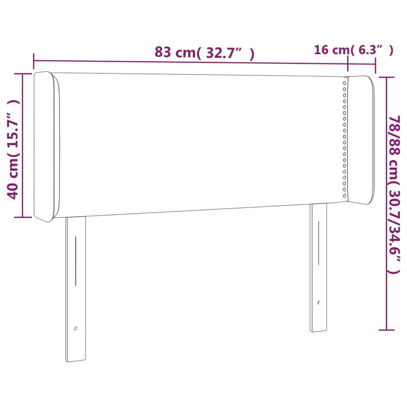 vidaXL fekete műbőr szárnyas fejtámla 83x16x78/88 cm