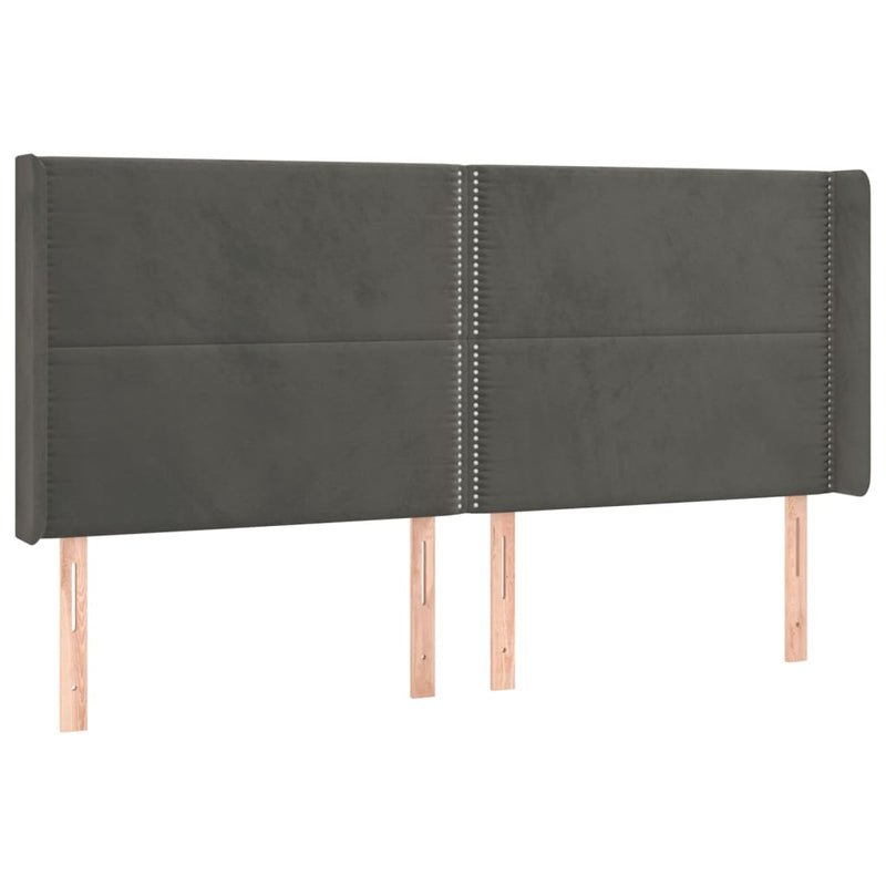 vidaXL sötétszürke bársony fejtámla szárnyakkal 203x16x118/128 cm