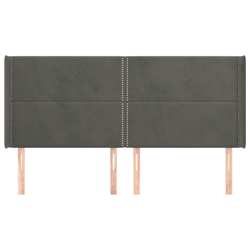 vidaXL sötétszürke bársony fejtámla szárnyakkal 203x16x118/128 cm