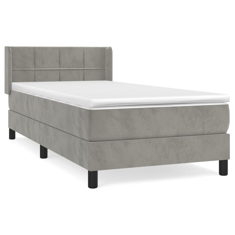 vidaXL világosszürke bársony rugós ágy matraccal 80 x 200 cm