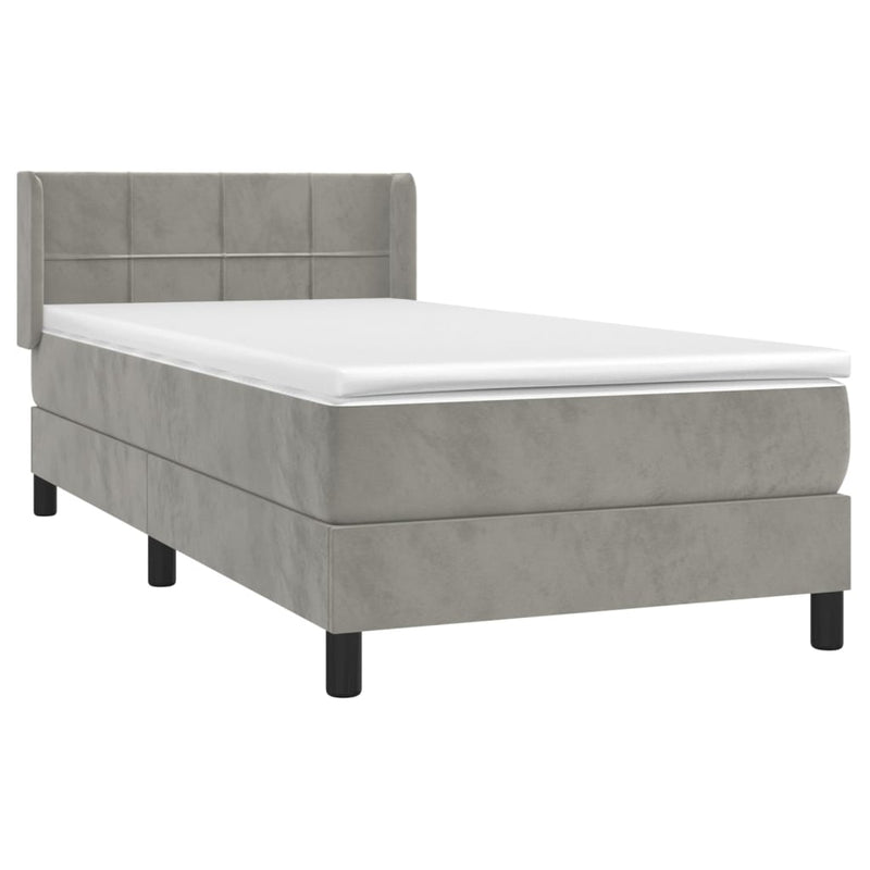 vidaXL világosszürke bársony rugós ágy matraccal 80 x 200 cm