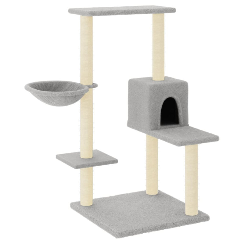 vidaXL világosszürke macskabútor szizál kaparófákkal 95 cm