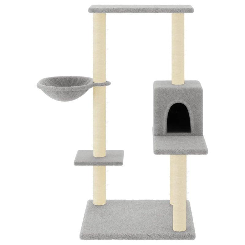 vidaXL világosszürke macskabútor szizál kaparófákkal 95 cm