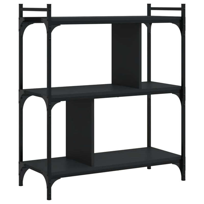 vidaXL 3 szintes fekete szerelt fa könyvespolc 76 x 32 x 88 cm
