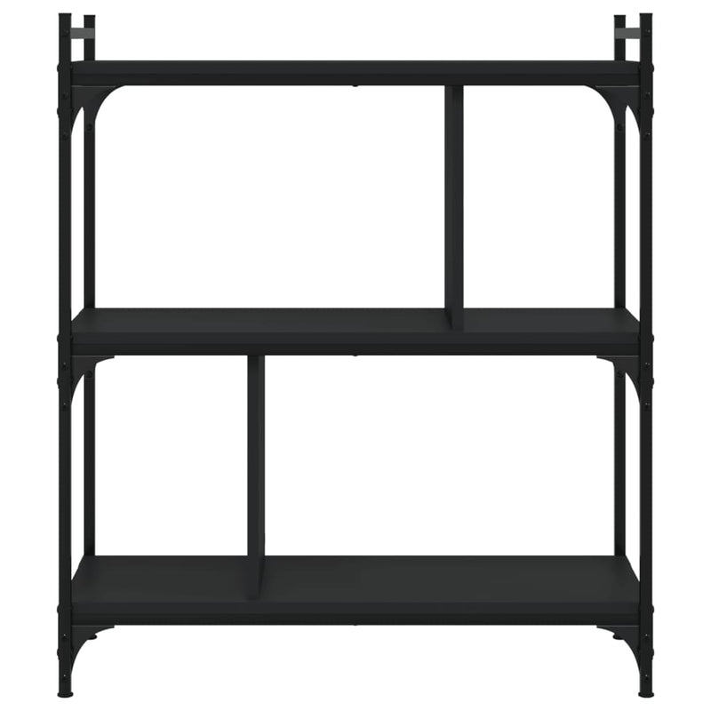 vidaXL 3 szintes fekete szerelt fa könyvespolc 76 x 32 x 88 cm