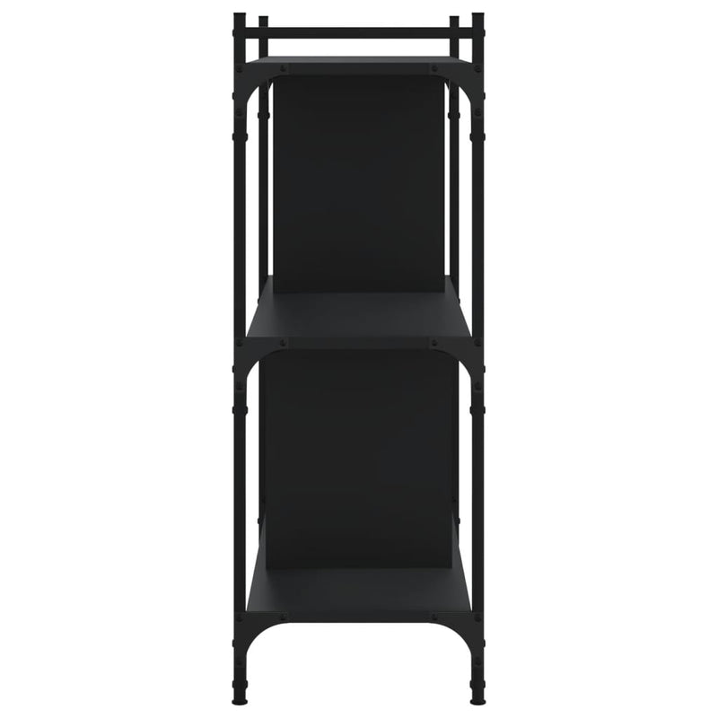 vidaXL 3 szintes fekete szerelt fa könyvespolc 76 x 32 x 88 cm